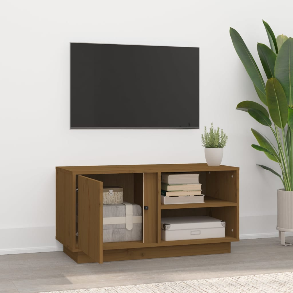 Meuble TV 80x35x40,5 cm en bois de pin massif