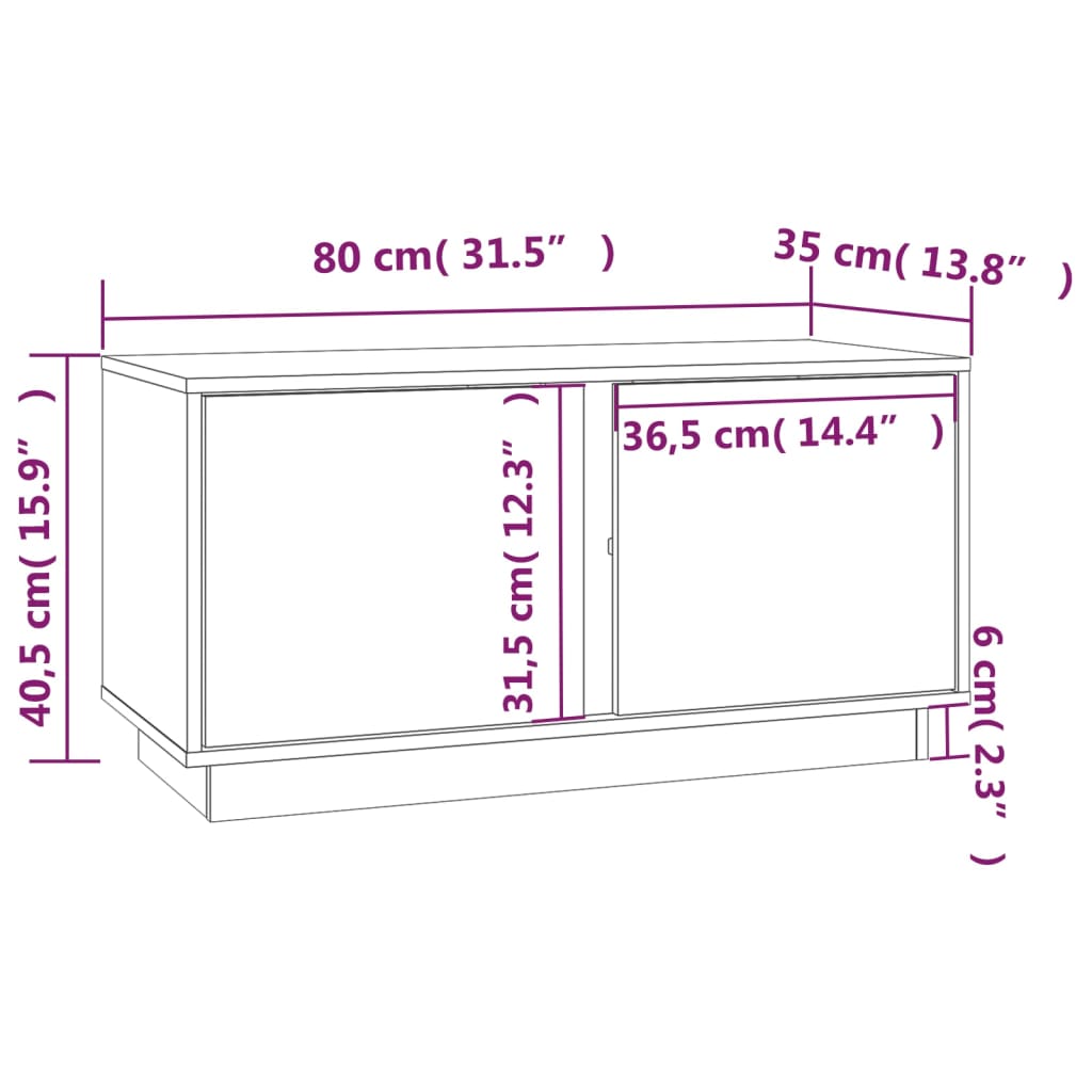 Meuble TV 80x35x40,5 cm en bois de pin massif