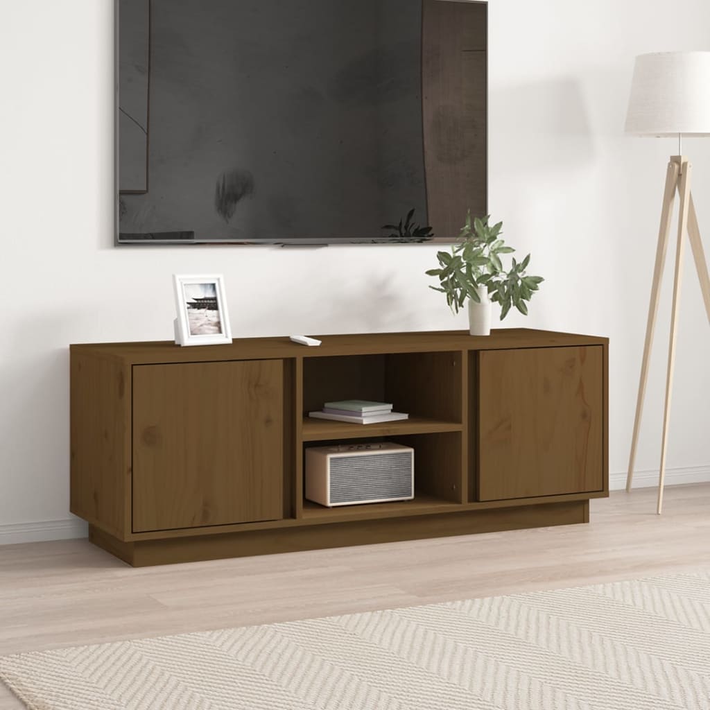 Meuble TV 110x35x40,5 cm en bois de pin massif