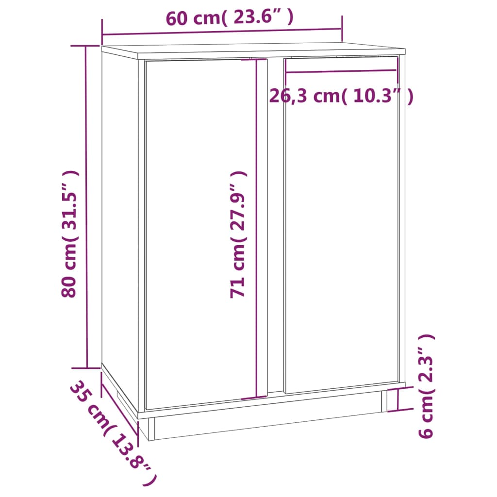 Dressoir 60x35x80 cm massief grenenhout