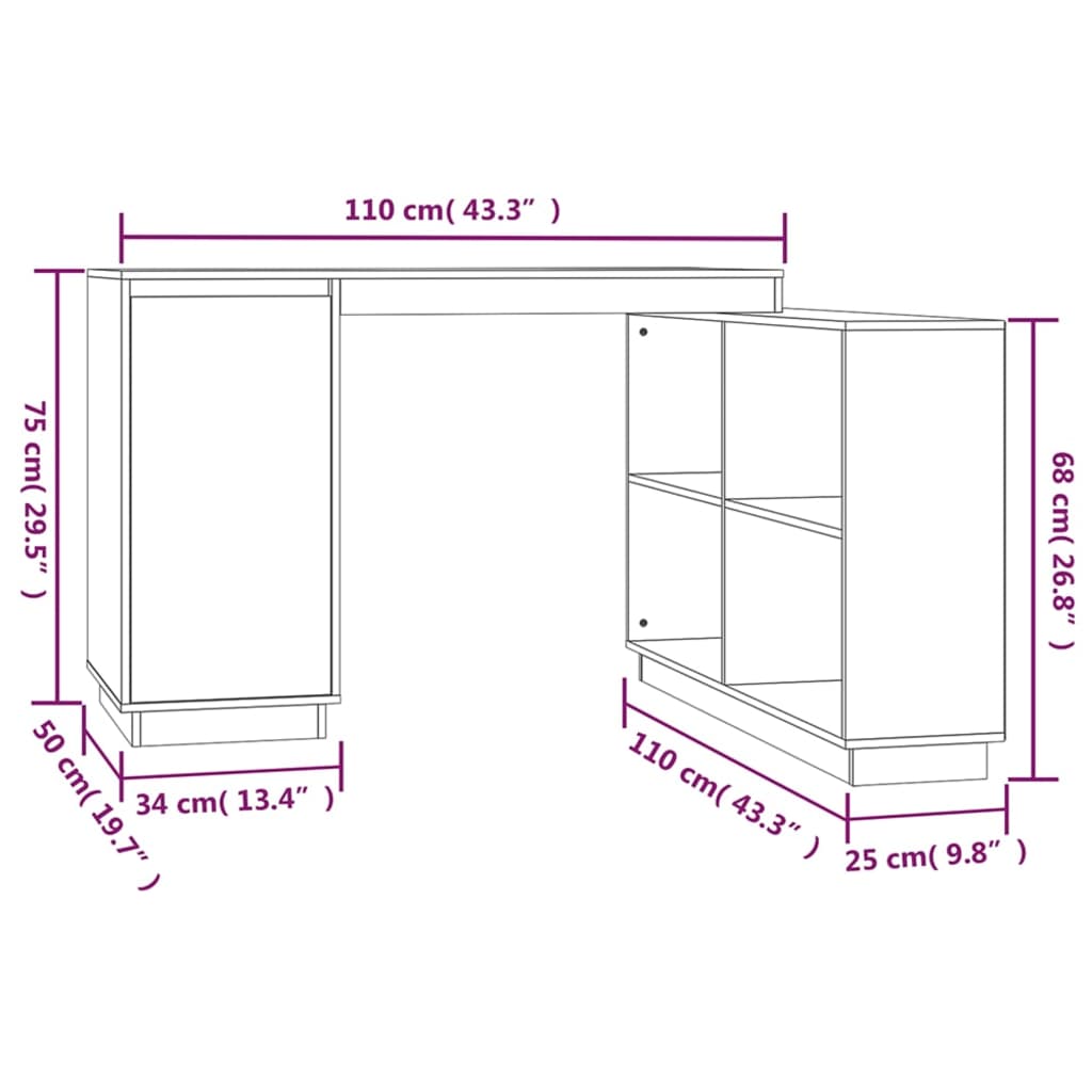 Bureau 110x50x75 cm massief grenenhout