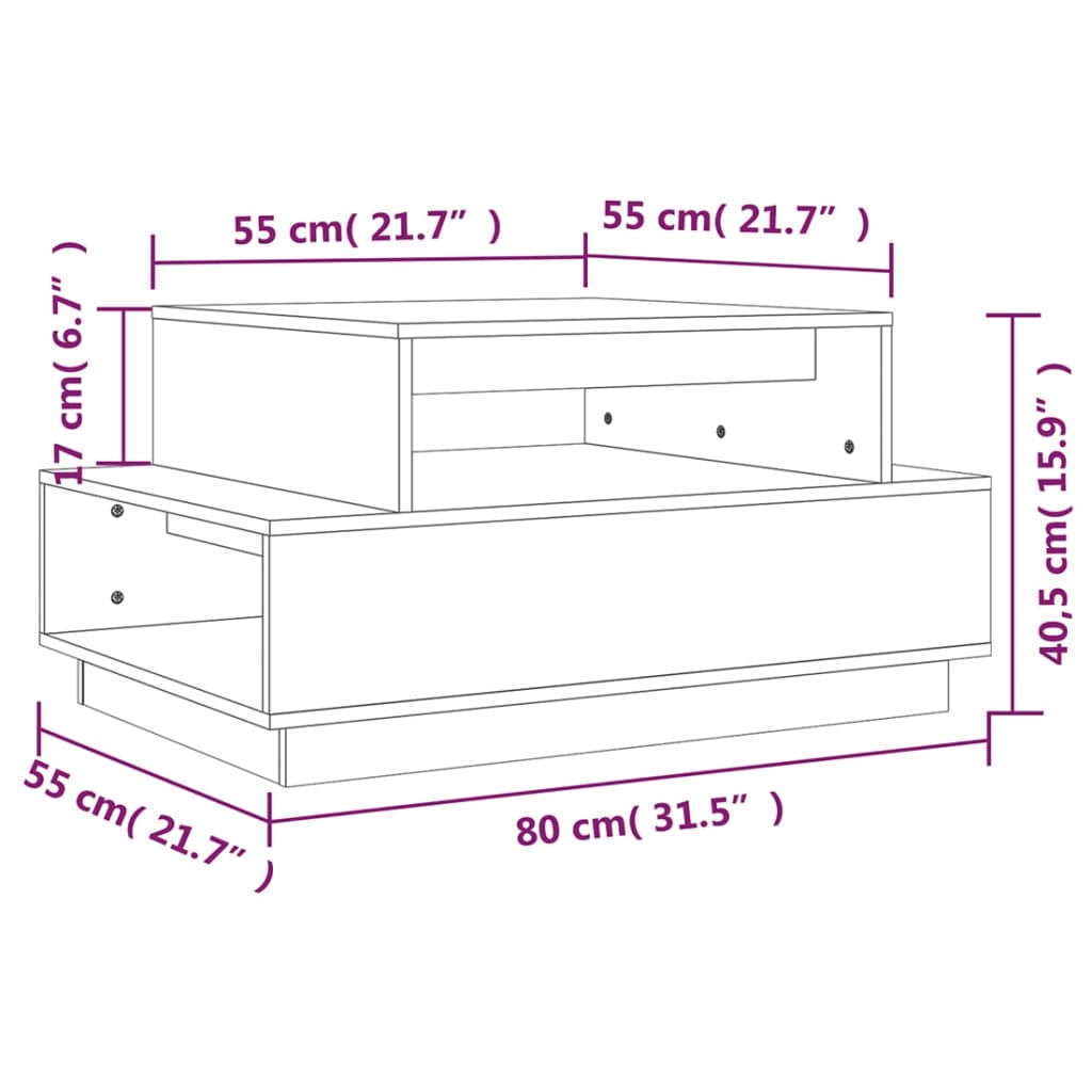 Table basse 80x55x40,5 cm en bois de pin massif