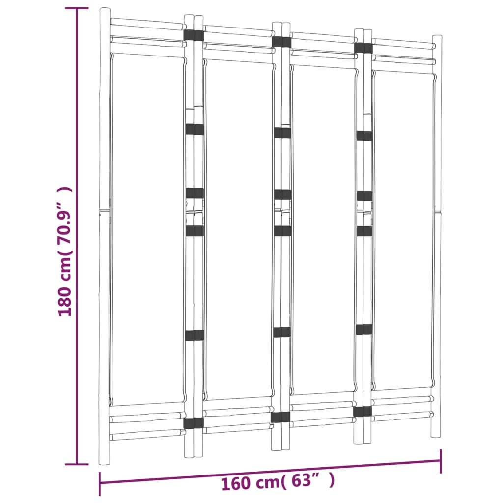 Kamerscherm 6-panelen inklapbaar 240 cm bamboe en canvas