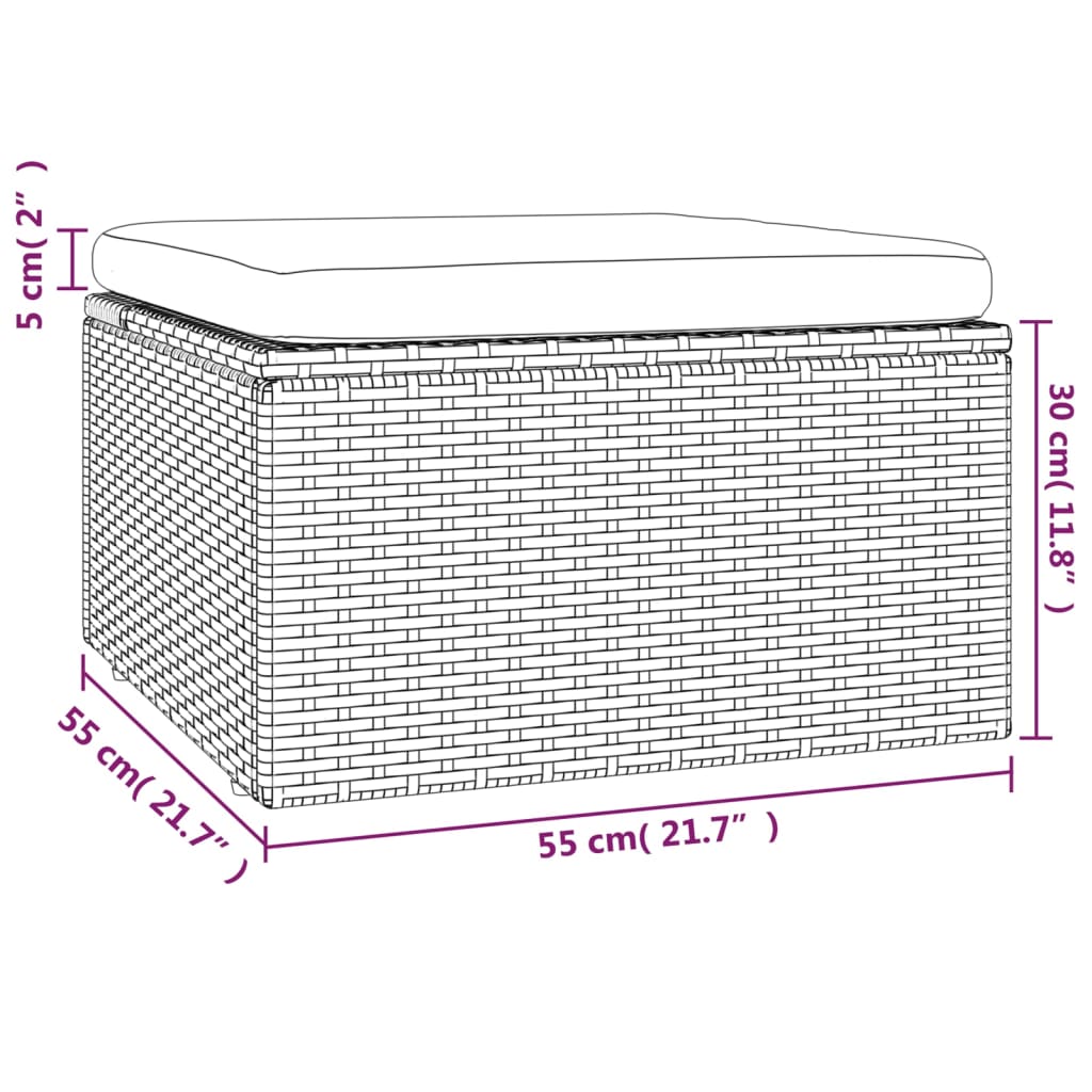 3-delige Loungeset met kussens poly rattan grijs