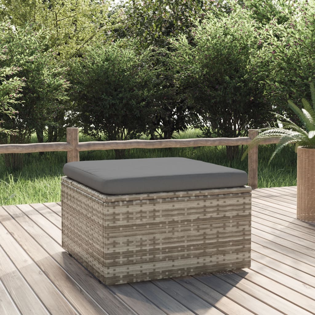 3-delige Loungeset met kussens poly rattan grijs