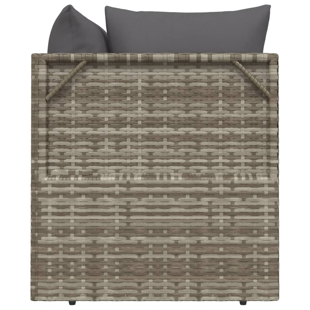 3-delige Loungeset met kussens poly rattan grijs