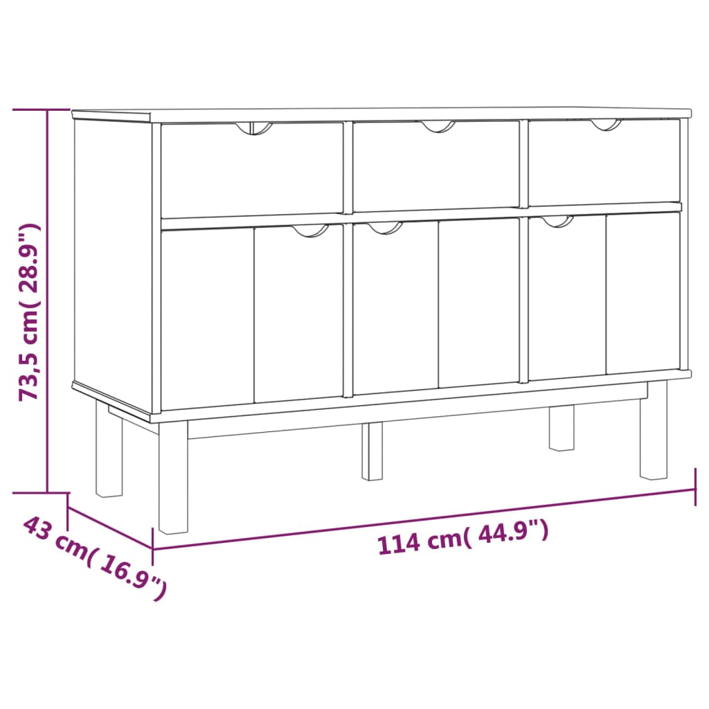 Buffet OTTA 114x43x73,5 cm en bois de pin massif