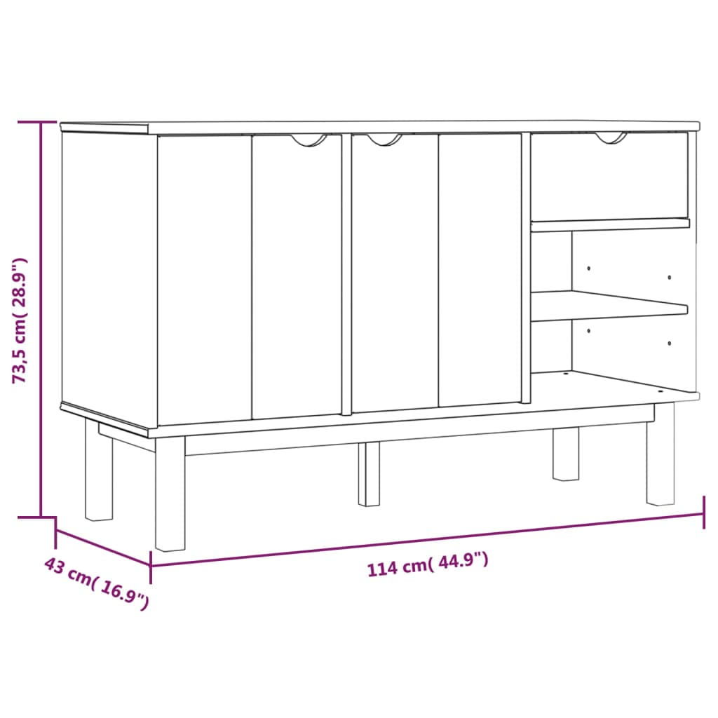 Dressoir OTTA 114x43x73,5 cm massief grenenhout