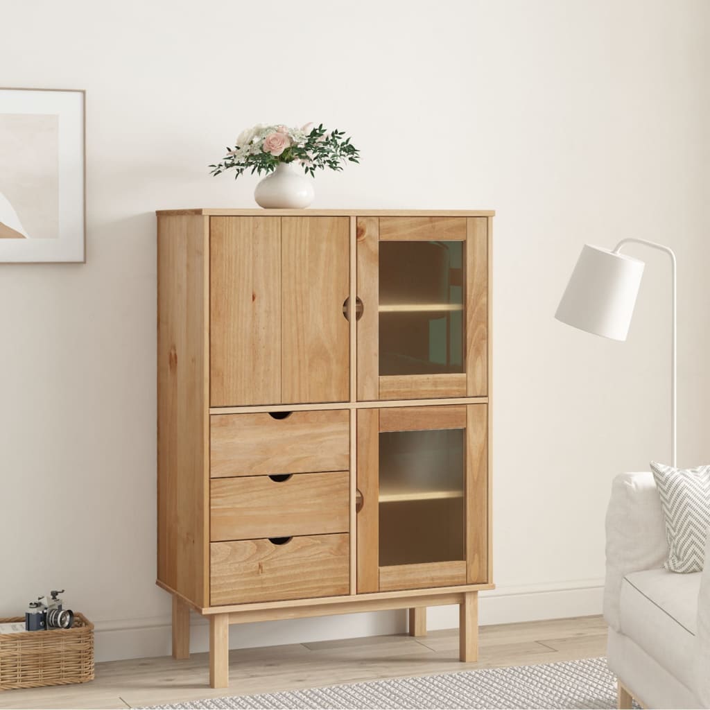 Armoire haute OTTA 85x43x125 cm en bois de pin massif