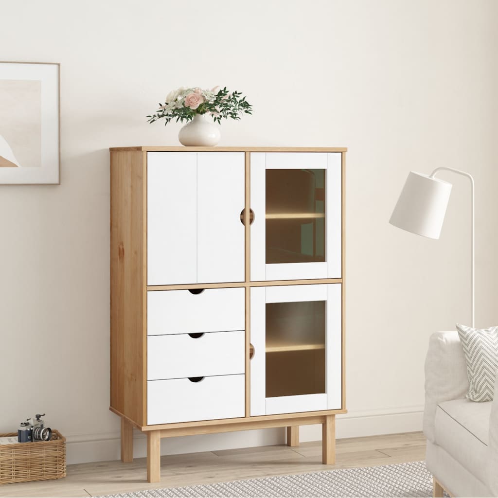 Armoire haute OTTA 85x43x125 cm en bois de pin massif