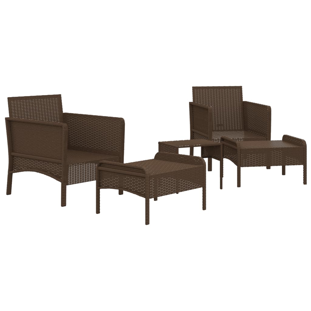 5-delige Loungeset met kussens poly rattan