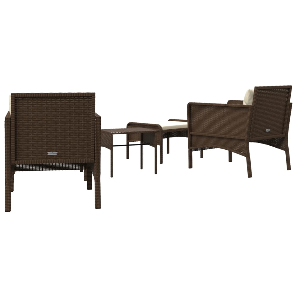 5-delige Loungeset met kussens poly rattan