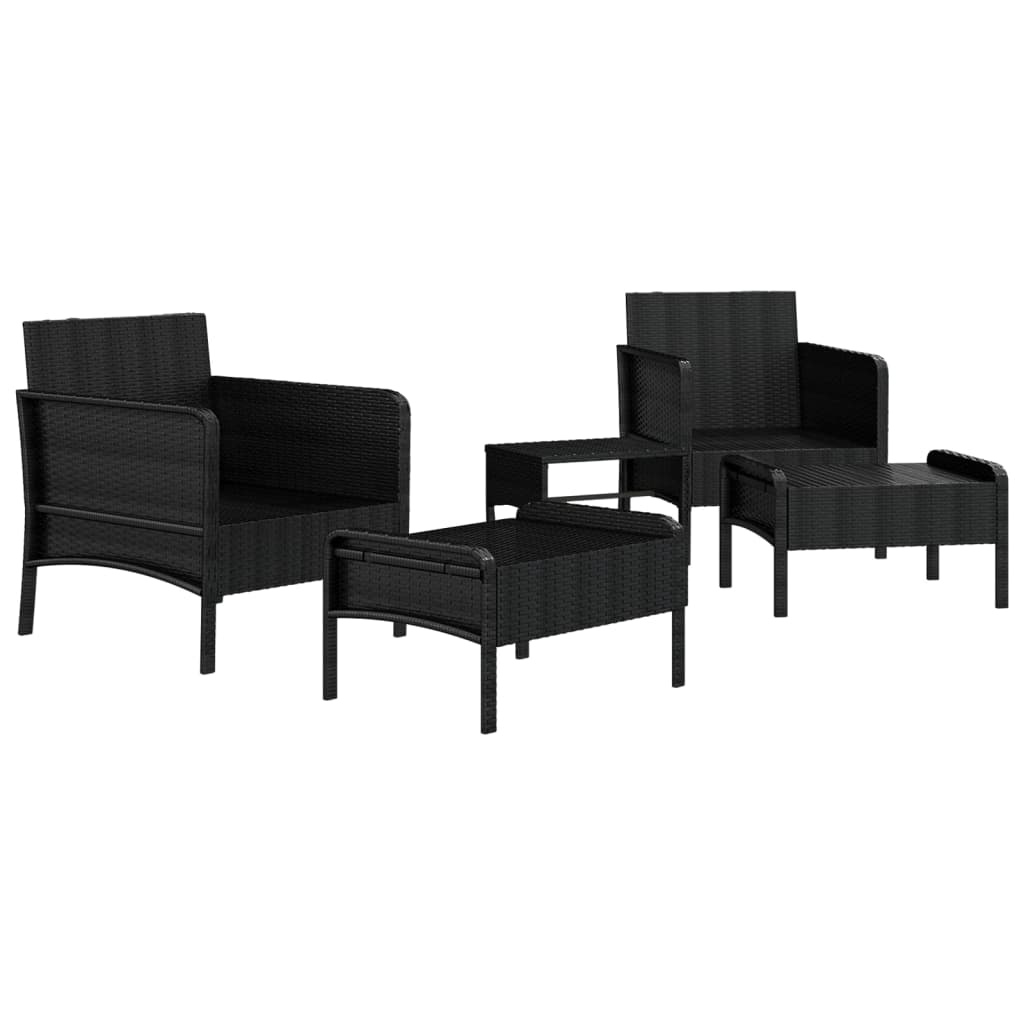 5-delige Loungeset met kussens poly rattan