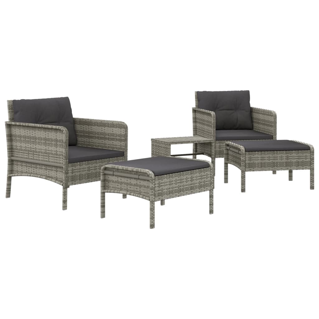 5-delige Loungeset met kussens poly rattan