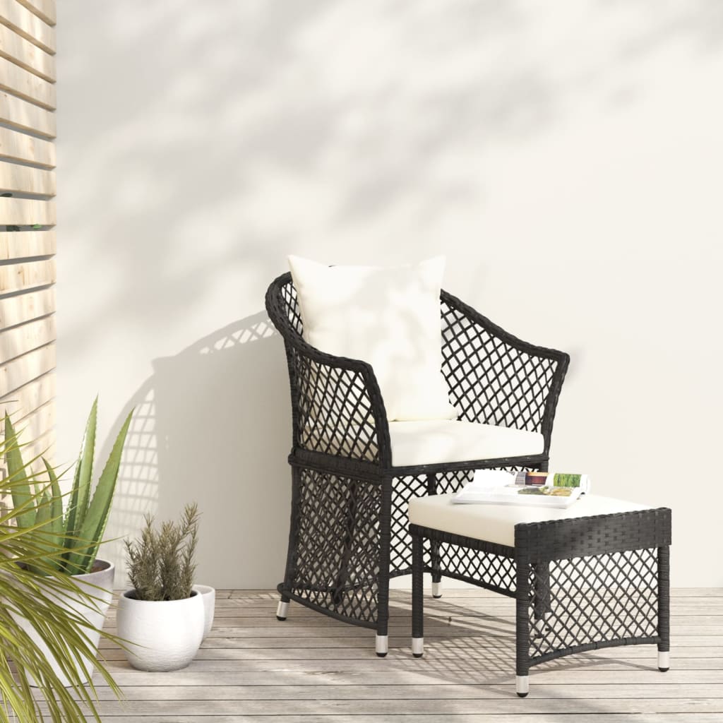 2-delige Loungeset met kussens poly rattan