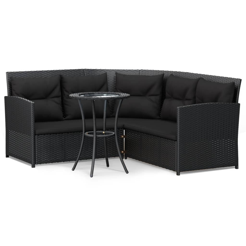 2-delige Loungeset met kussens L-vormig poly rattan