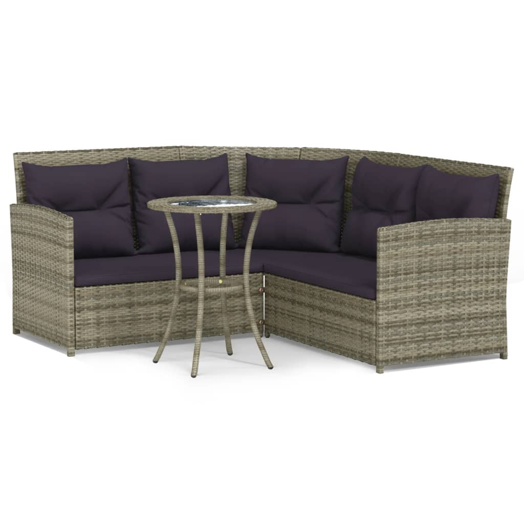 2-delige Loungeset met kussens L-vormig poly rattan