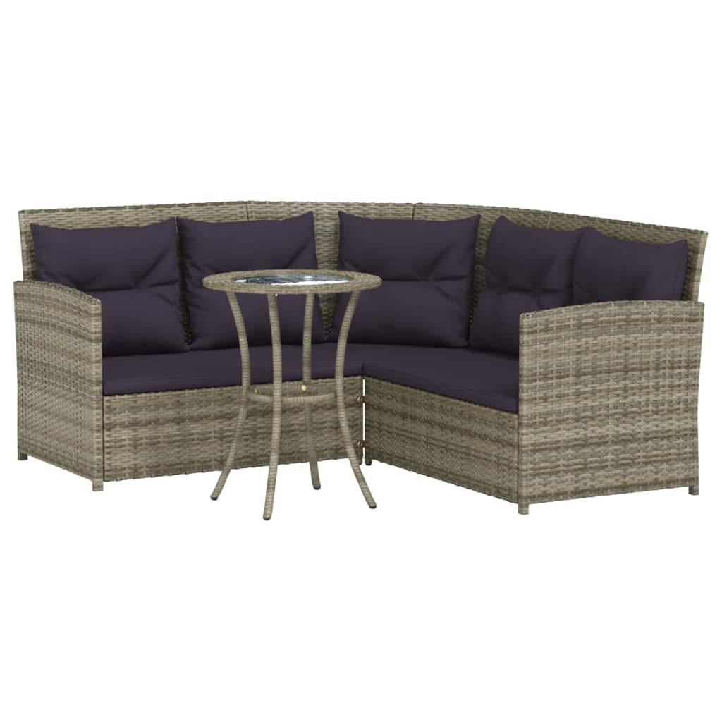 2-delige Loungeset met kussens L-vormig poly rattan