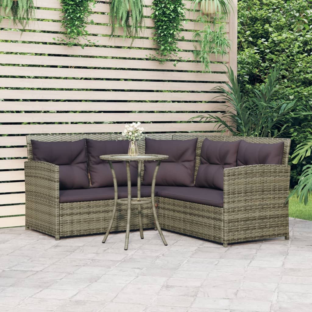 2-delige Loungeset met kussens L-vormig poly rattan