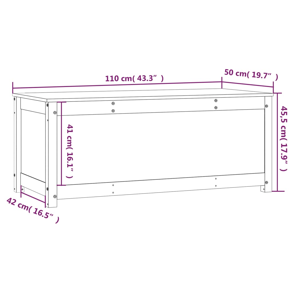 Boîte de rangement 80x40x45,5 cm en bois de pin massif