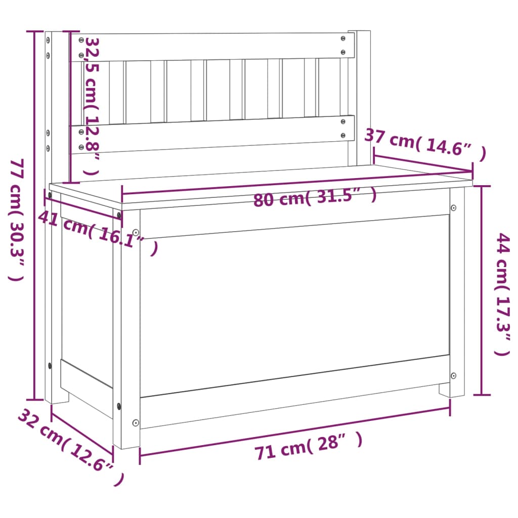 Banc 80x41x77 cm en bois de pin massif