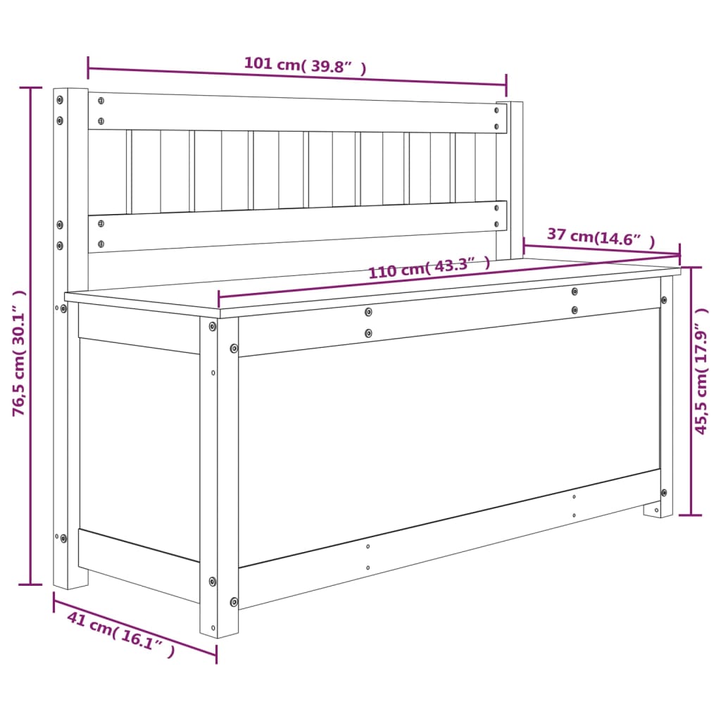 Bankje 110x41x76,5 cm massief grenenhout