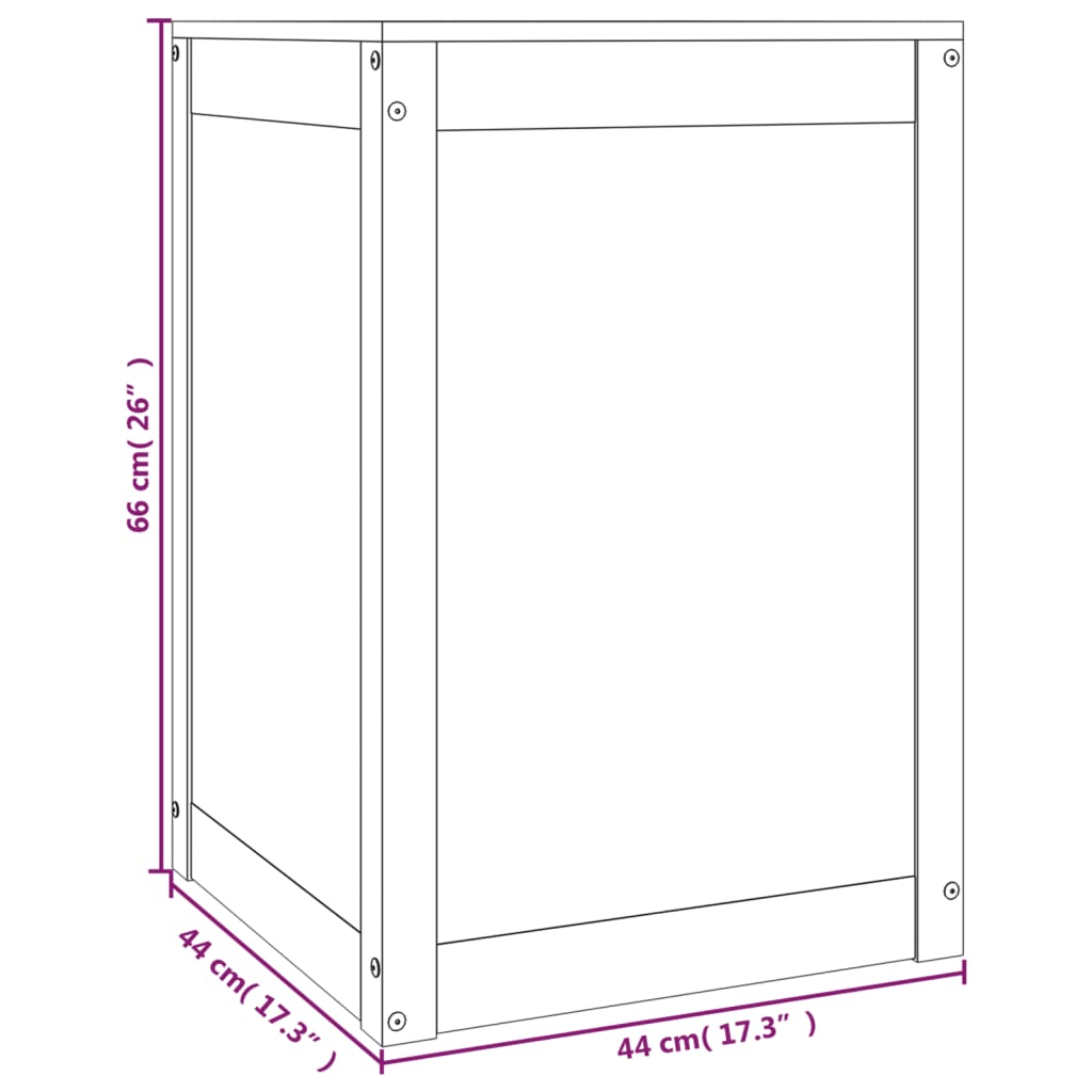 Wasmand 44x44x66 cm massief grenenhout