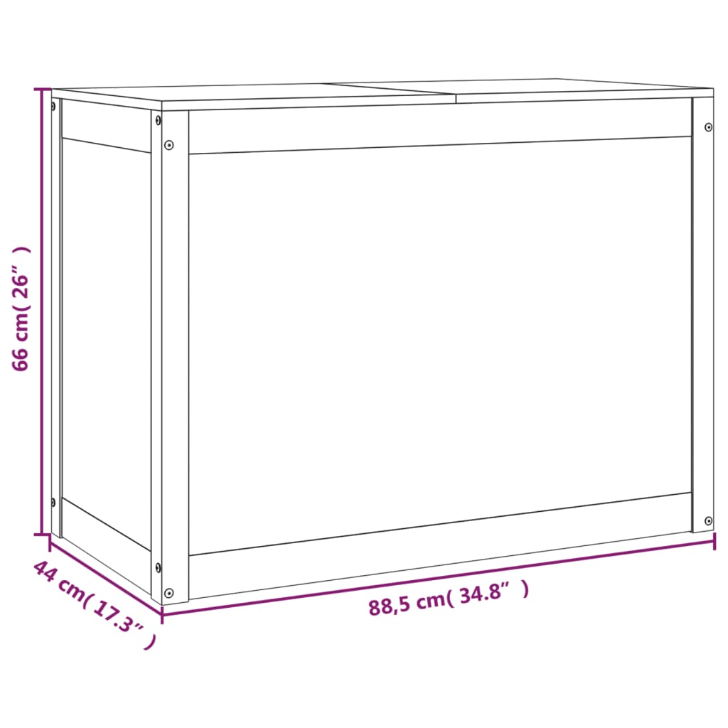 Wasmand 44x44x66 cm massief grenenhout