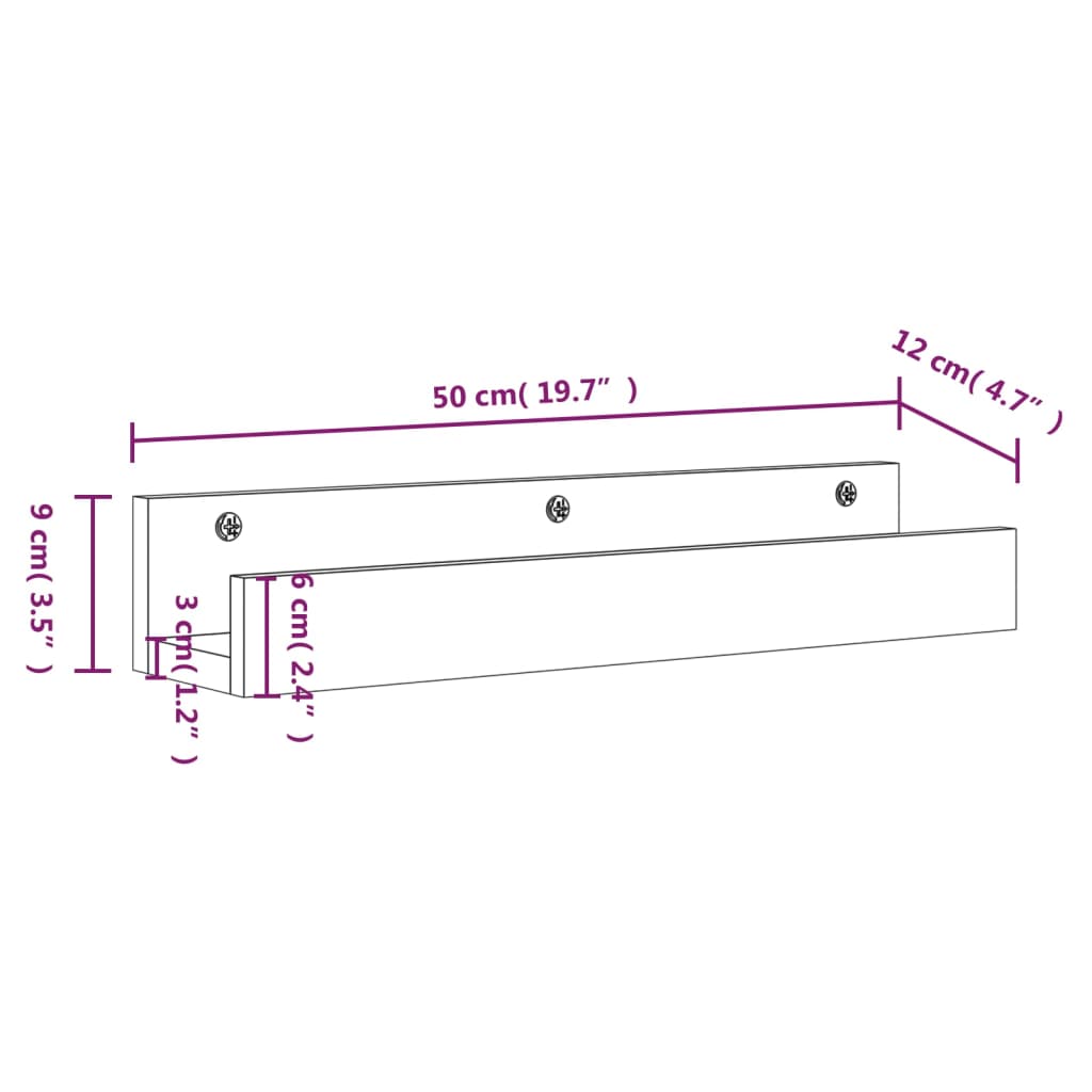 Etagères murales 2 pcs 80x12x9 cm bois de pin massif