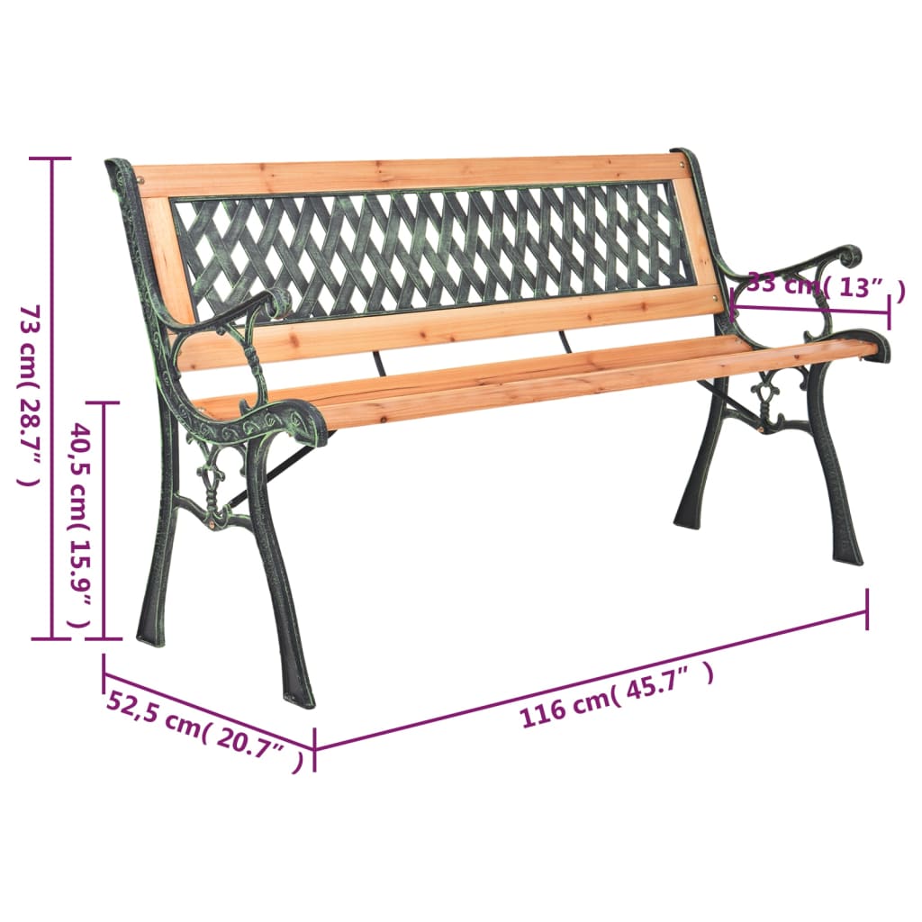 Banc de jardin 122 cm en bois de pin massif