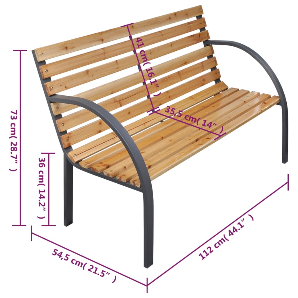 Banc de jardin 112 cm en bois de pin massif