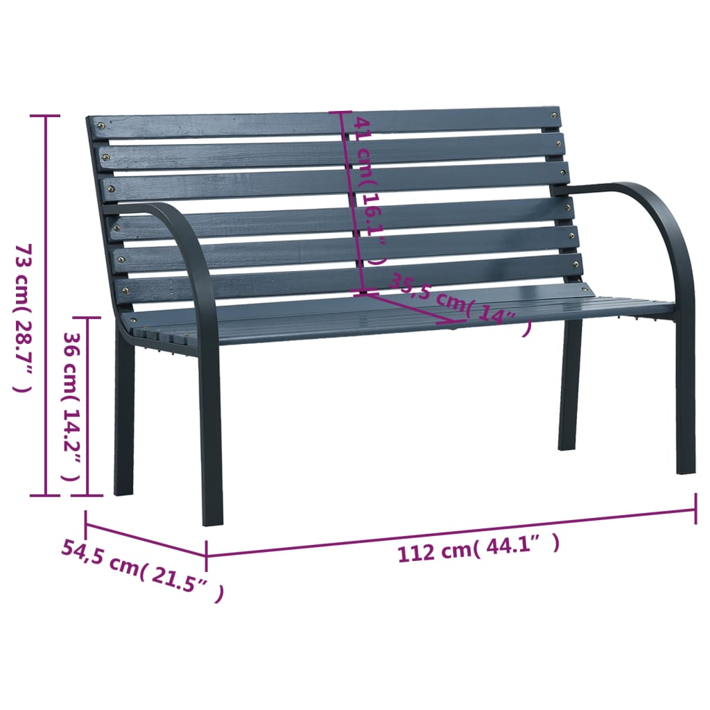 Banc de jardin 112 cm en bois de pin massif