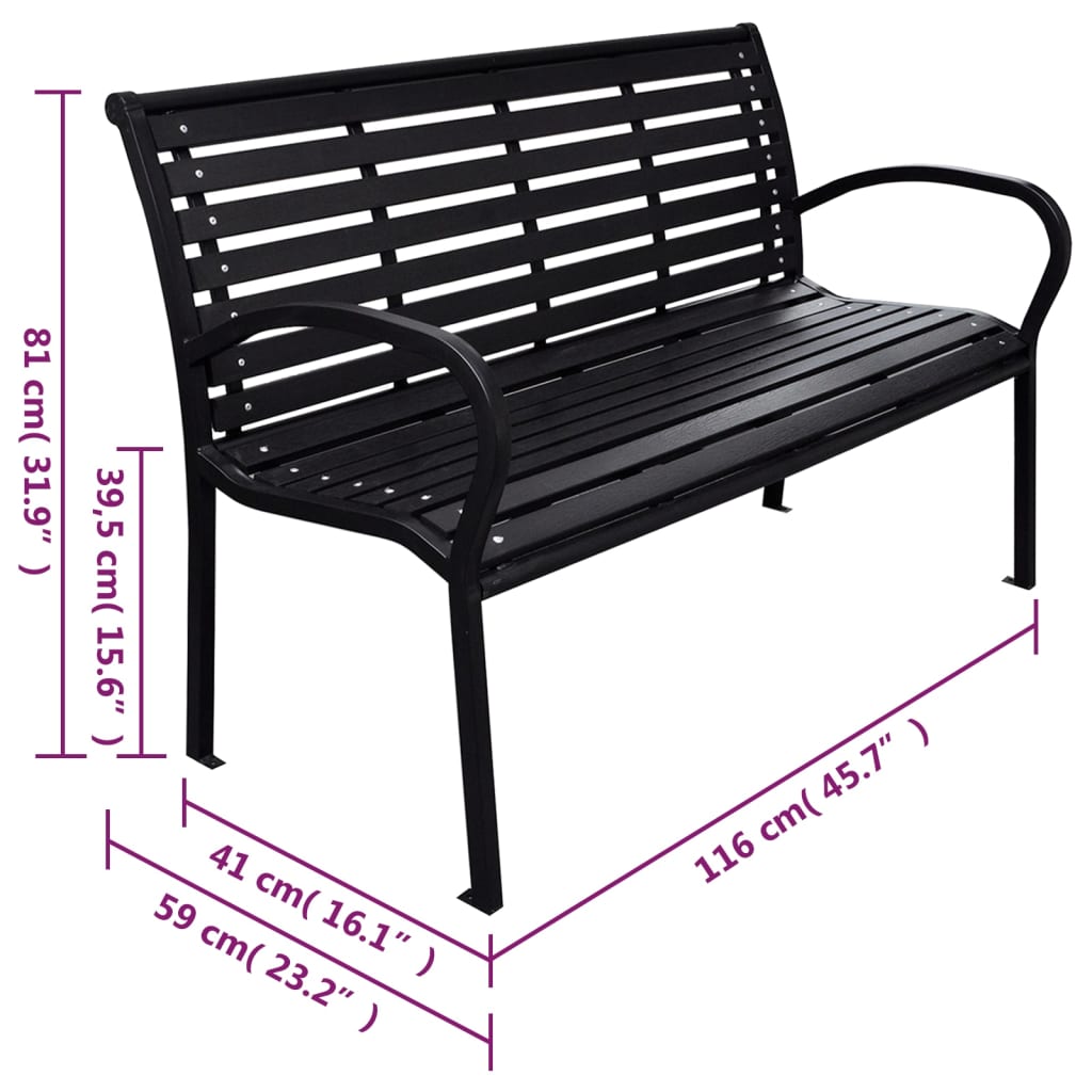 Tuinbank 116 cm staal en HKC en