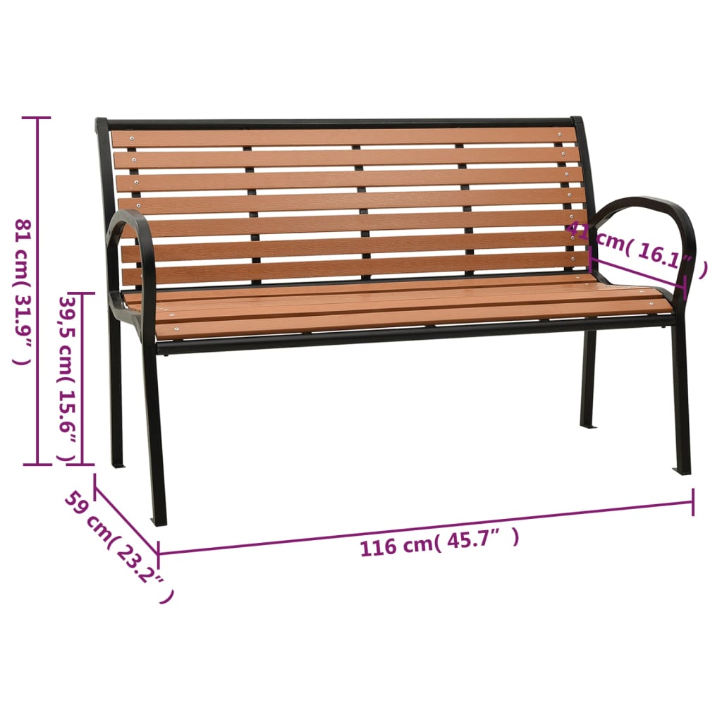 Tuinbank 116 cm staal en HKC en