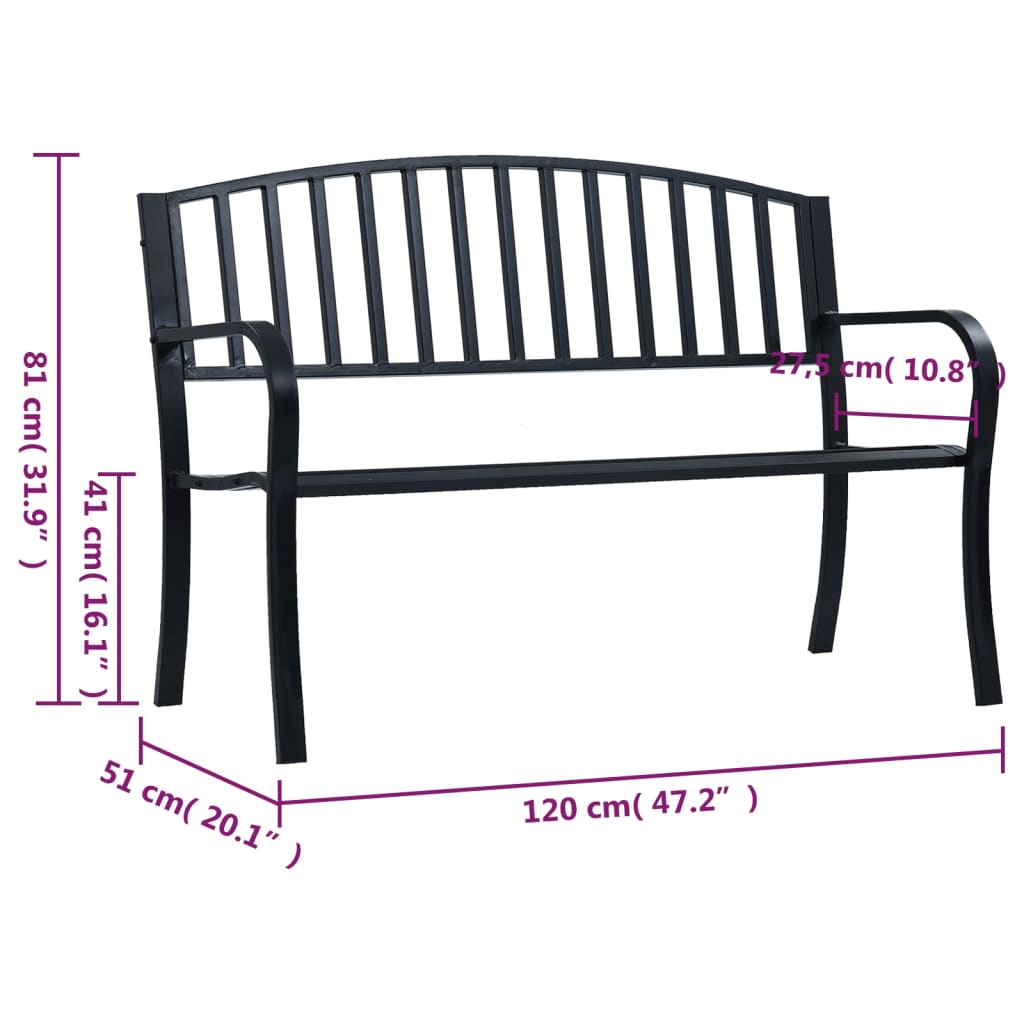 Banc de jardin 120 cm en acier