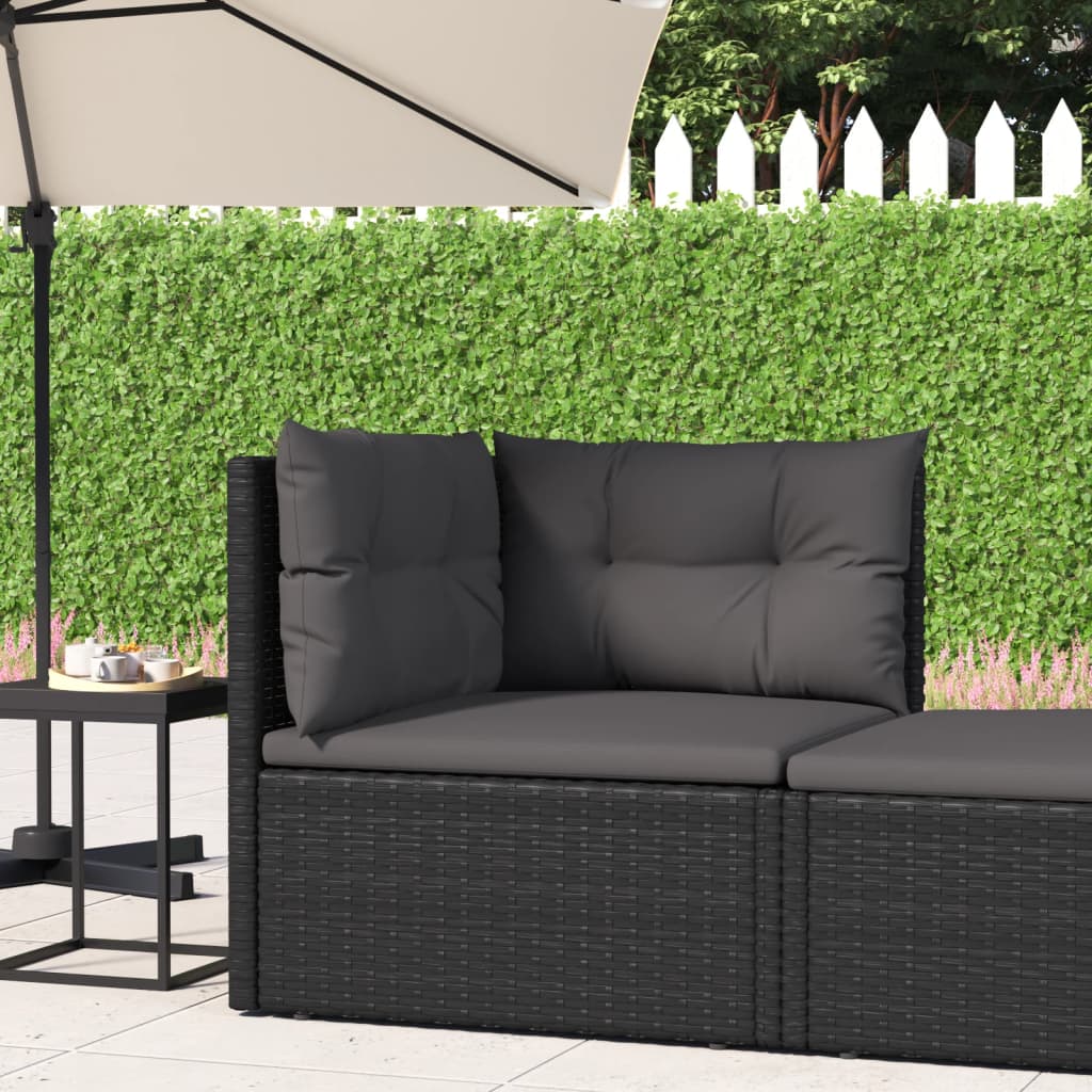 Repose-pieds de jardin avec coussin en polyrotin