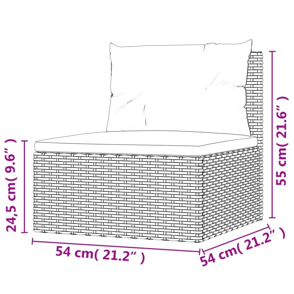 Tuinvoetenbank met kussen poly rattan