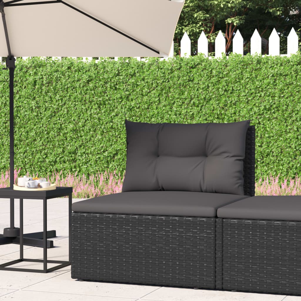 Repose-pieds de jardin avec coussin en polyrotin