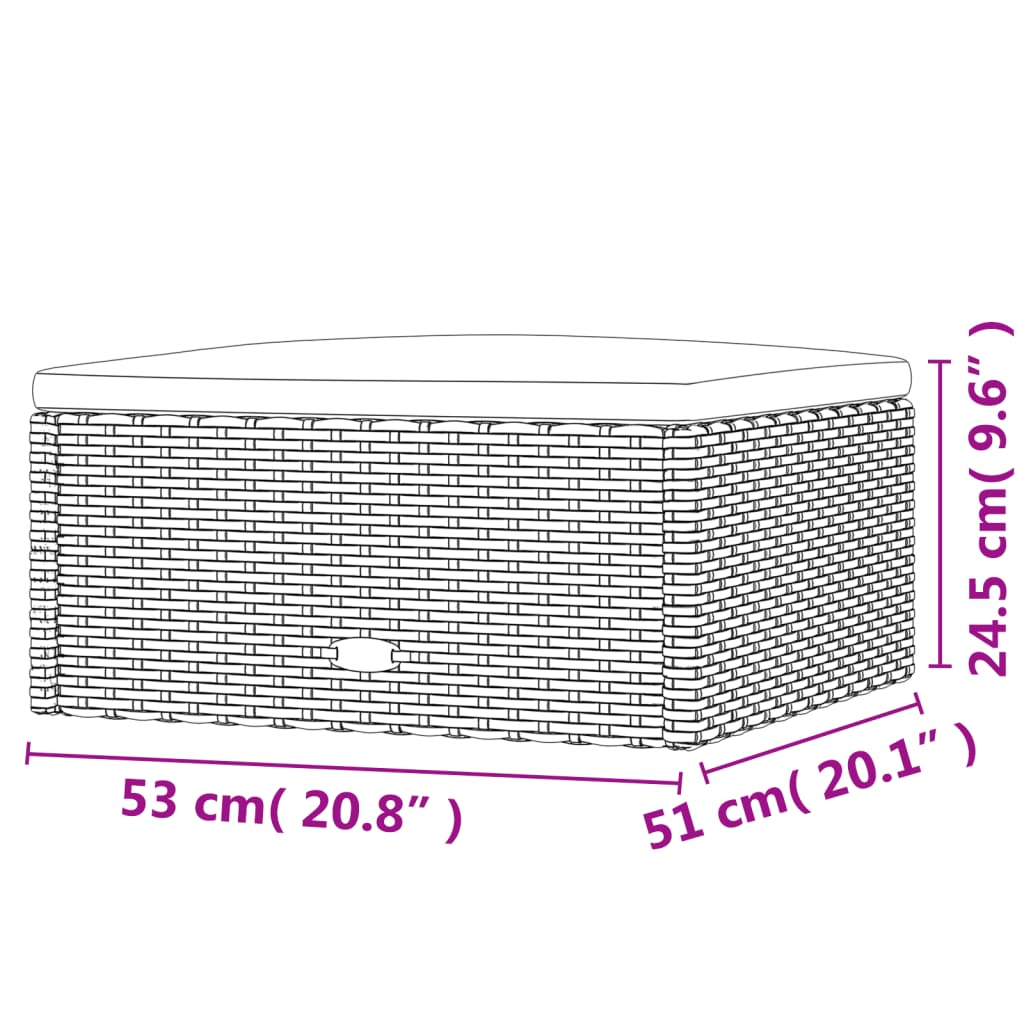 Repose-pieds de jardin avec coussin en polyrotin