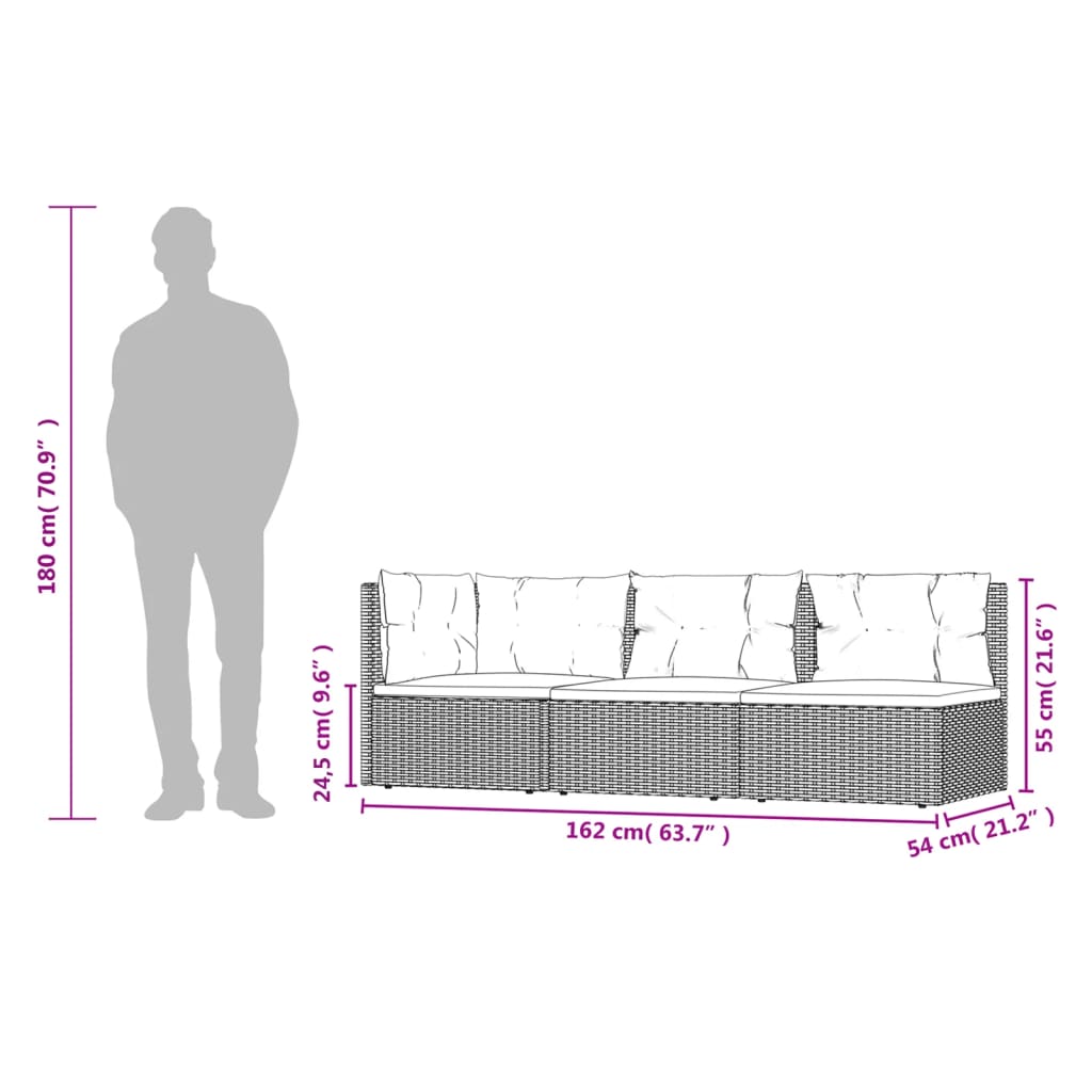 5-delige Loungeset met kussens poly rattan