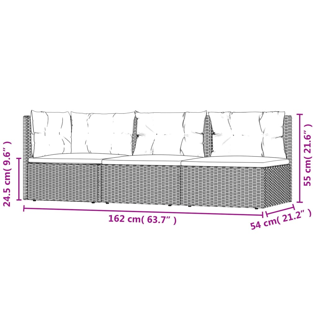 5-delige Loungeset met kussens poly rattan