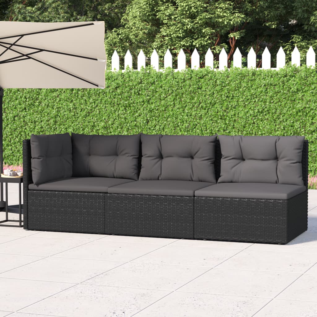 5-delige Loungeset met kussens poly rattan