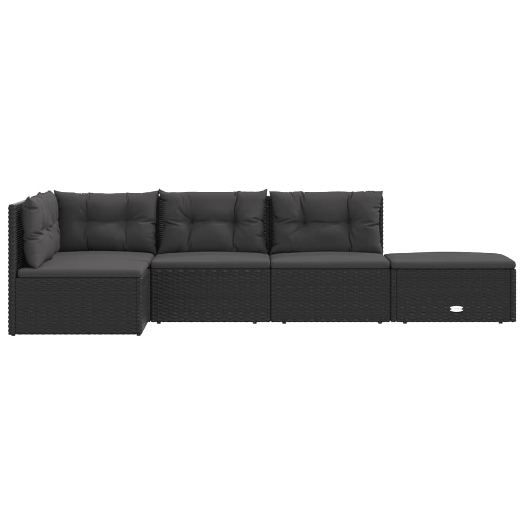 5-delige Loungeset met kussens poly rattan