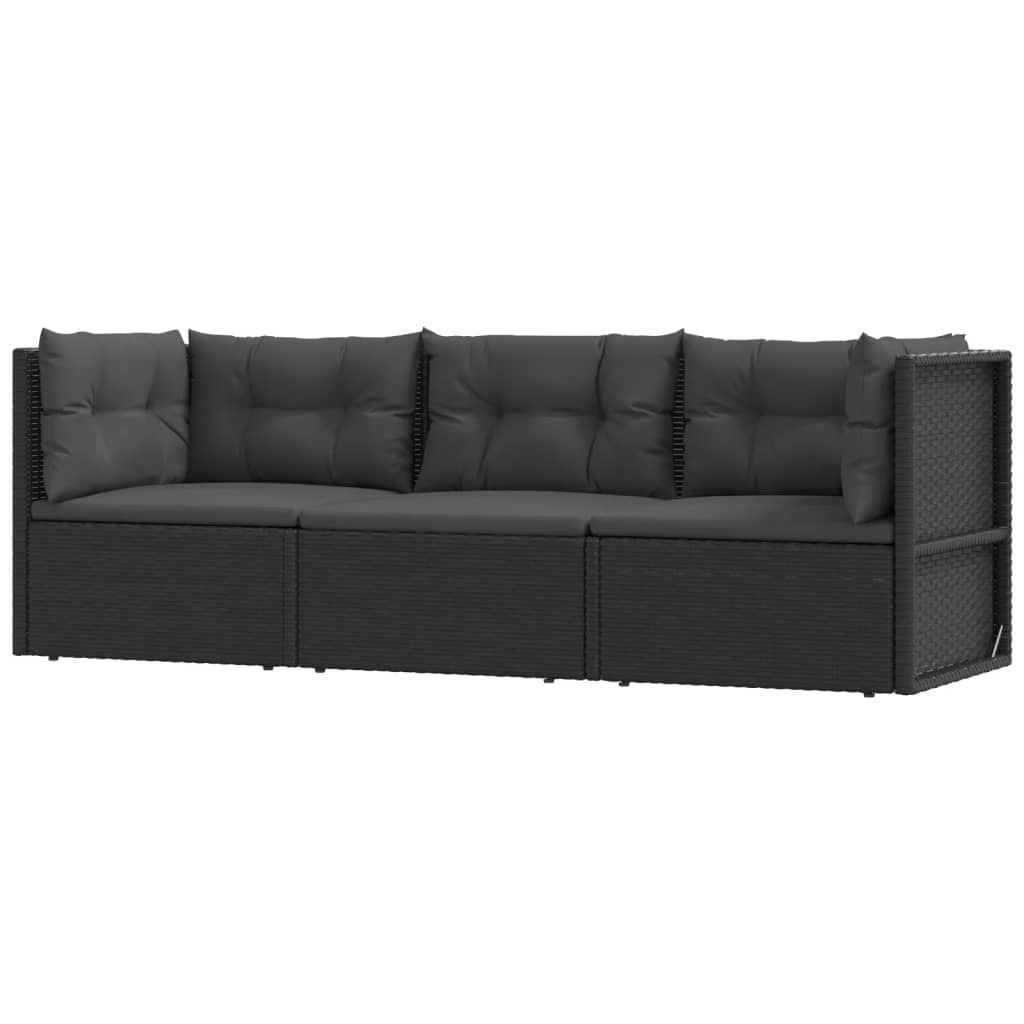 5-delige Loungeset met kussens poly rattan