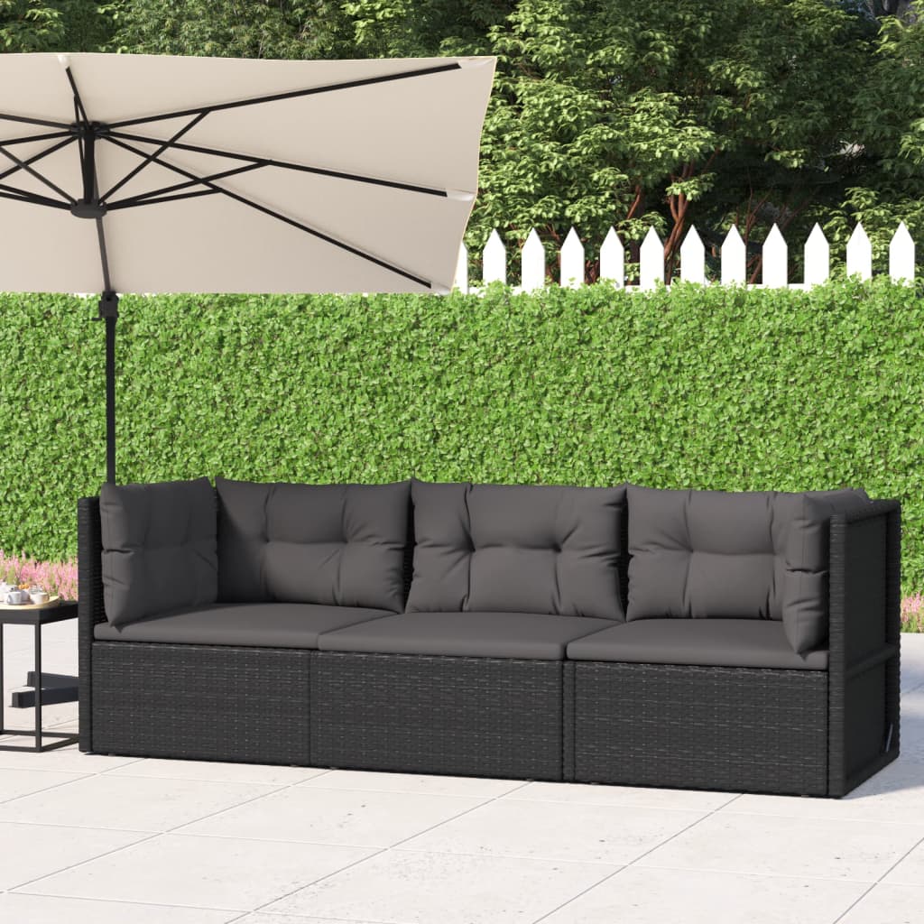 5-delige Loungeset met kussens poly rattan