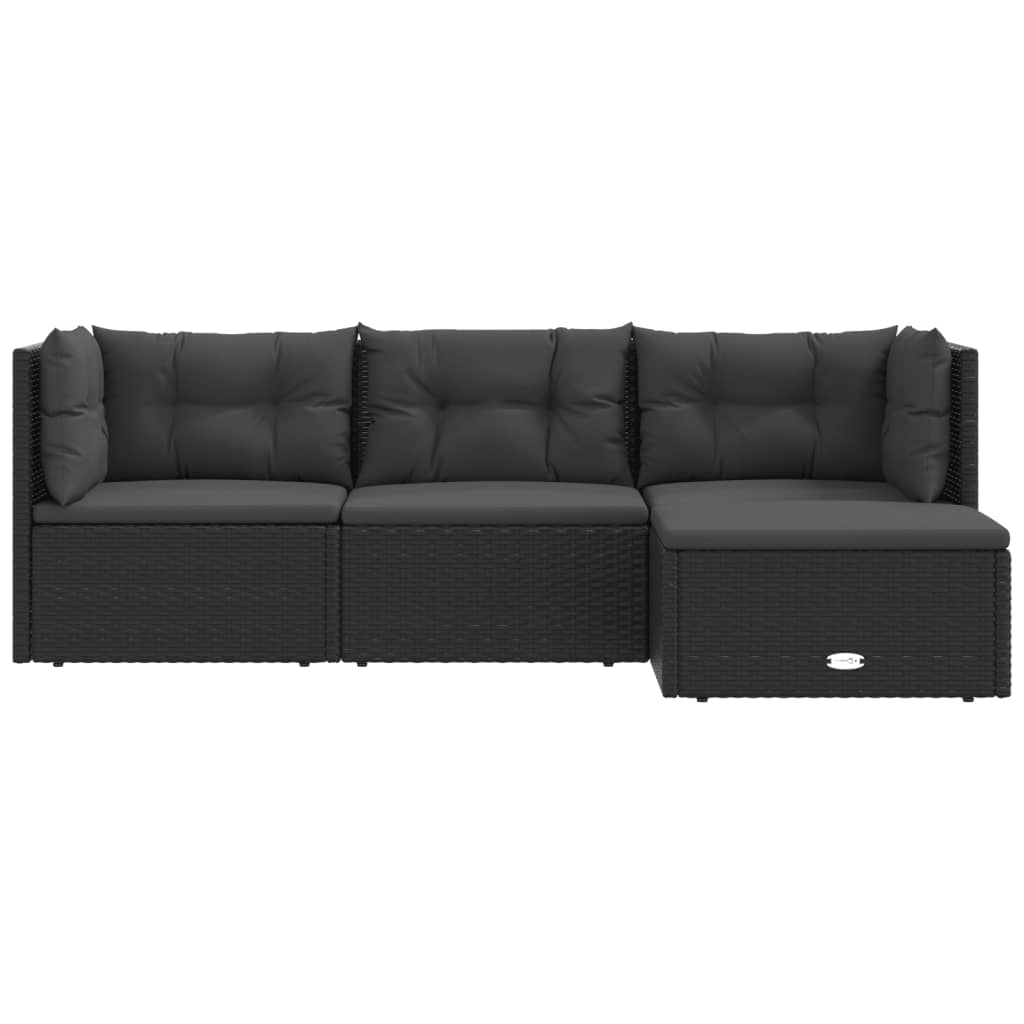 5-delige Loungeset met kussens poly rattan