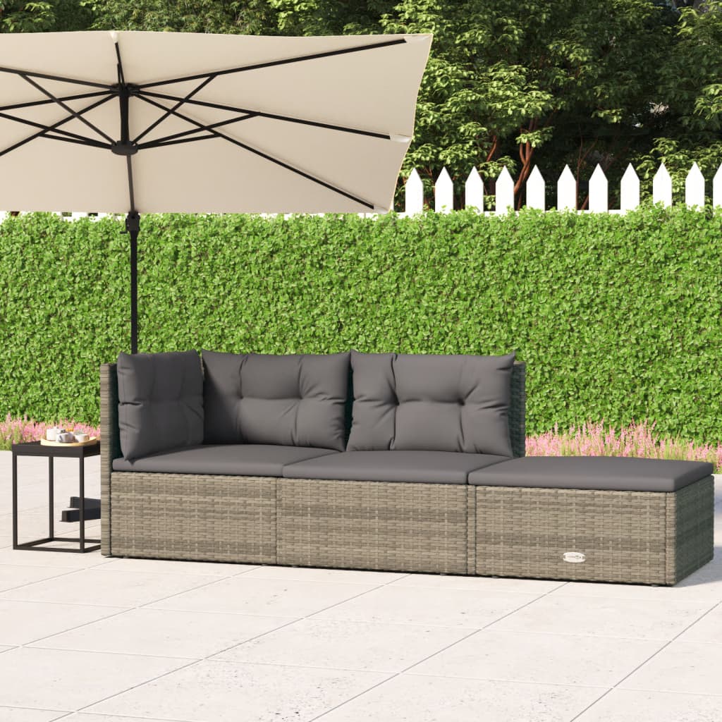 5-delige Loungeset met kussens poly rattan