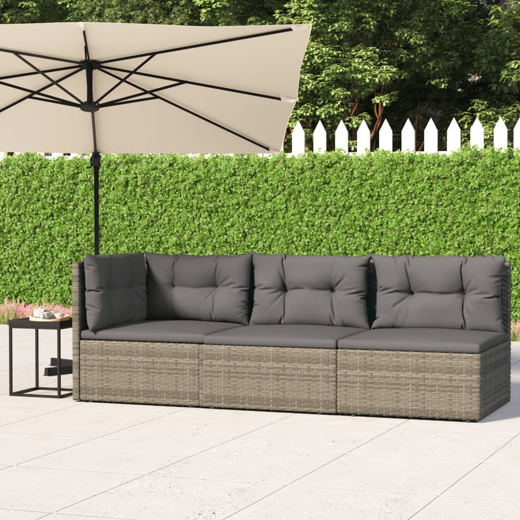 5-delige Loungeset met kussens poly rattan