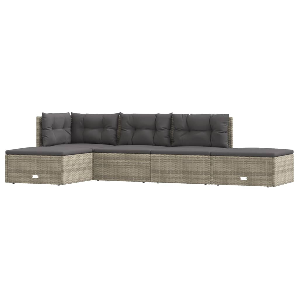 5-delige Loungeset met kussens poly rattan