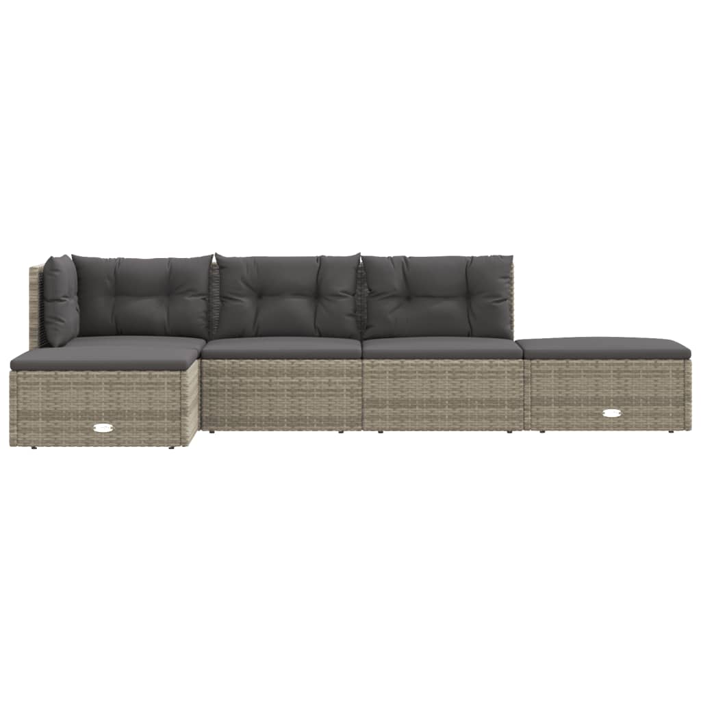 5-delige Loungeset met kussens poly rattan